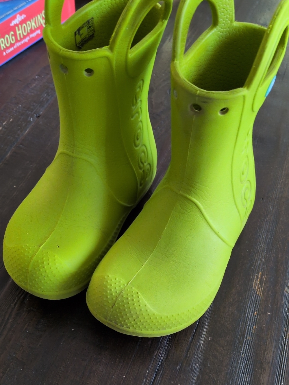 CROCS Neon Lime Green Kids Rain Boots